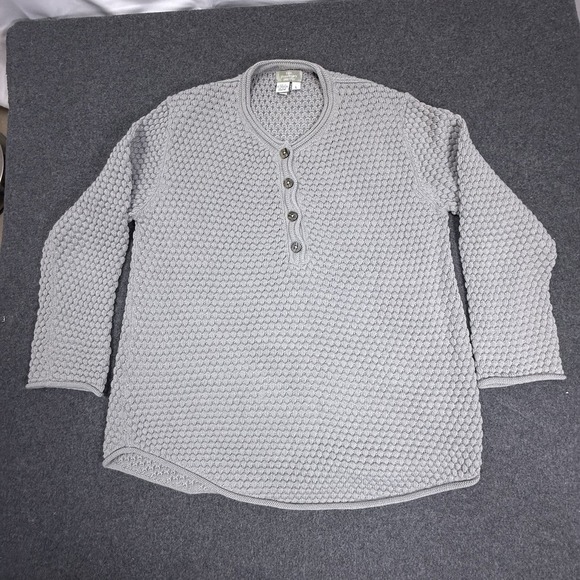 Territory Ahead Alpaca Merino Wool Henley Sweater Mens L Gray Knit Pullover